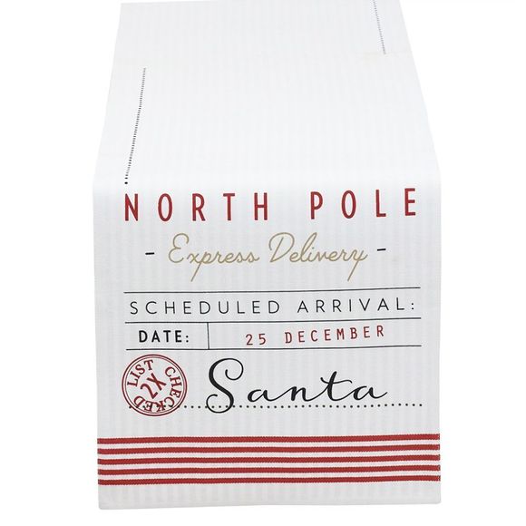 DESIGN Imports Santa's Workshop Table Runner Cotton 72 Inches Long Christmas - Picture 2 of 2